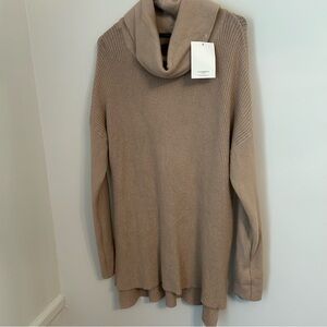 NWT Cyrus‎ Large Cowlneck Knit Sweater Dress Tan Long Sleeve Boutique Neutral